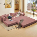 107" Oversized Convertible Sleeper Sofa Bed, Corduroy L Shape Sectional Couch, Folding Sofa Bed with Side Pocket, Modern Cloud Floor Mattress Couch, Modular Sofa for Living Room, Pink by CozyNest Decor