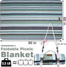 Waterproof Picnic Blanket 80" x 60" in Portable with Carry Strap for Beach Mat or Family Outdoor Camping Party, Park Blanket for Grass Park, Hiking, Travel, Concerts (Green&White, 80" x 60") by TinyTreasures Baby Boutique