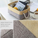 TheWarmHome Decorative Basket Rectangular Fabric Storage Bin Organizer Basket with Handles for Clothes Storage (Gold&Grey, Medium-1Pack,13.8L*9.8W*6.7H) by TinyTreasures Baby Boutique
