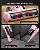 Cordless Vacuum Cleaner for Home, Upgraded 60Kpa Powerful Suction Pet Hair Vacuum with 70min Runtime, Green LED Light for Hardwood Floors & Carpet, Self-Standing Rechargeable Stick Vacuum, Pink by CozyNest Decor