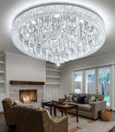 Crystal Chandeliers Modern LED Dimmable Flush Mount Ceiling Chandeliers for Living Room High Ceiling Entrance Foyer Bedroom Dining Room by CozyNest Decor