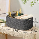 Small Storage Baskets for Organizing | Closet Organizer Bins | Shelf Toy Basket | Woven Rope Baskets | Cube Decorative Box | Shallow Basket | 13x8.5x5.1” | 3 Packs Dark Gray by CozyNest Decor