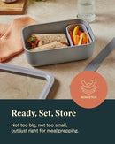 Caraway Glass Food Storage, 6.6 Cup Glass Container,Ceramic Coated Food Container,Easy to Store, Non Toxic, Non Stick Lunch Box Container with Glass Lids. Dishwasher, Oven,Square Shape,Cream by TinyTreasures Baby Boutique