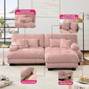 Loveseat Modular Sectional Sofa, L Shaped Couch with Ottoman, Cloud Couch Sectional Couch Home Sofa Living Room Oversized Couch Deep Seat Couch with Round Bolster Armrests 4 Pillows(Pink) by CozyNest Decor