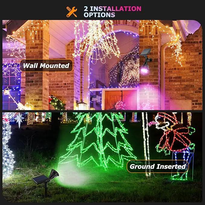 Solar Spotlights Outdoor Color Changing, 180°Adjustable Flag Pole Lights, IP67 Garden Lights Solar Powered Waterproof, Wall Lights for Garden Pool Area Pond, Landscape Solar Light for Yard, photo 5 of 8