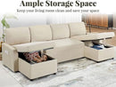 VanAcc Sleeper Sofa, 110 inch Oversize - 2 in 1 Pull Out Bed, Sectional Sleeper Sofa with Double Storage Chaise for Living Room, Beige Chenille Couch by CozyNest Decor
