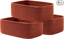 KALLAX Small Woven Basket, 12 x 8 x 4.5 Inches, Storage Basket for Organizing, Cute Small Rope Shelf Closet Cube Storage Bins Baskets for Shelves, Dog Toy Gift Baskets Empty, 3 Pack Rust Red by TinyTreasures Baby Boutique