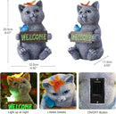 Goodeco Solar Cat with Welcome Sign - Outdoor Cat Statue with Solar Butterfly & Bird Lights - Perfect Cat Decor for Cat Lovers, Ideal Housewarming Gifts for Women & Moms (Gray) by GreenHaven Gardens