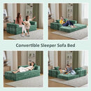 Convertible Sleeper Sofa Bed, Compression Folding Sofa with Pillow, No Assembly Required, Shape Frame, Floor Sofas Lounge Couch for Living Room, Bedroom, Small Spaces(Chenille, 77''W, Dark Green) by CozyNest Decor