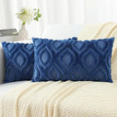 decorUhome Fall Throw Pillow Covers 12x20 Inch Set of 2, Soft Plush Decorative Faux Fur Dark Blue Solid Couch Pillow Covers, Accent Farmhouse Neutral Lumbar Euro Pillow Cases for Sofa Bed Living Room by CozyNest Decor