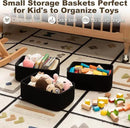 3 Pack Small Storage Baskets for Organizing, Cute Woven Decorative Gift Baskets for Shelves, Mini Closet Organizer Bins with Handles, 11.81''Lx7.87''Wx4.72''H-Black by CozyNest Decor