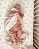 Bassinet Sheet for Baby Boy and Girl 2 Pack, Fitted Sheets for Rectangle, Oval, Hourglass Bassinet Mattress, Muslin Moses Basket Sheets with Neutral Style (Hopping Bunnies & Beige) by TinyTreasures Baby Boutique
