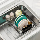 Expandable Dish Drying Rack in Sink, Adjustable Stainless Steel Rustproof Grip Handles Dish Rack Over The Sink, Dish Strainer with Drying Tray & Utensil Holder by CozyNest Decor