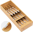 Premium Cutlery, Flatware, and Silverware Drawer Organizer – Slanted 3-Compartment Design with Labeled Slots, Non-Slip Feet, 100% Sustainable Bamboo by CozyNest Decor