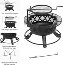 BALI OUTDOORS Fire Pit with Poker, 32 inch Outdoor Fire Pit Patio, Wood Burning Firepits for Outside with Grill by GreenHaven Gardens