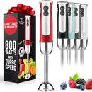 Zulay Immersion Stick Mixer Hand Blender - 800 Watts, Turbo Mode, 5-ft Power Electric Cord, Handheld Portable, Stainless Steel Blades - For Effortless Blending Smoothie, Soup, Baby Food, Puree - Red by TinyTreasures Baby Boutique