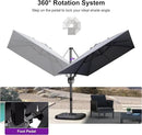 PURPLE LEAF 8.2' X 11.5' Tilting Patio Umbrella with Base Outdoor Cantilever Swivel Rectangle Umbrella Offset Umbrella with 360-degree Rotation for Garden Deck Pool Patio Light Grey by GreenHaven Gardens