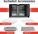 Gourmia Toaster Oven Air Fryer Combo 17 cooking presets 1700W french door digital air fryer oven 24L capacity accessories, convection rack, baking pan tray recipe book GTF7460,Large,Black by CozyNest Decor