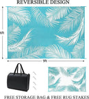 Pauwer Waterproof Outdoor Rug 6x9, Reversible Plastic Straw Patio Camping Rug, Indoor Outdoor RV Mat Carpet for Deck, Camper, Porch, Balcony, Backyard, Picnic, Leaf Teal by GreenHaven Gardens