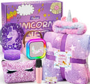 Unicorn Gifts for Girls Age 4 5 6 7 8 9 10, Kids Unicorn Toys with Mini Karaoke Machine/Glowing Blanket/Night Light/Headband/Bracelets, Birthday Graduation Gifts for Daughter Niece by TinyTreasures Baby Boutique