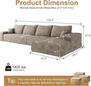 136" Sectional Couches for Living Room Modern Modular Sofa with L-Shape Couchs Upholstered Boneless Couch Deep Seat Sectional Couch with Chaise (Camel, Right Facing Chaise+3Seaters) by CozyNest Decor
