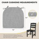 downluxe Indoor Chair Cushions for Dining Chairs, Soft and Comfortable Textured Foam Kitchen Chair Pads with Ties and Non-Slip Backing, 16" x 16" x 2", Light Grey, 6 Pack by CozyNest Decor