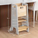 Toddler Tower with a Sliding Door and 3 Adjustable Heights - Complete Toddler Kitchen Stool Helper with Support Feet - Safe Design for 18+ Months to 6-Year-Old Kids - White by TinyTreasures Baby Boutique
