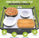 NUUK Grill Cart for Outdoor 32" x 32" Stainless Steel Pizza Oven Table with Double-Shelf Rolling BBQ Kitchen Food Prep Cart for Garden Patio by CozyNest Decor