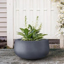 Kante 15.7" Dia Round Concrete Planter, Outdoor Indoor Garden Plant Pots with Drainage Hole and Rubber Plug, Modern Curvaceous Design, Charcoal by GreenHaven Gardens