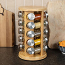 Orii 20 Jar Bamboo Spice Rack with Spices Included - Rotating Tower Organizer for Kitchen Spices and Seasonings, (Bamboo Wood) by CozyNest Decor