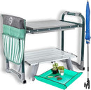 Garden Kneeler Seat Bench, Garden Kneeling Bench with Sunshade Umbrella, Ergonomic Handles, Folding Table, and Potting Mat, 10.2" Foam Knee Seat, Loading Capacity 330 Lbs by GreenHaven Gardens