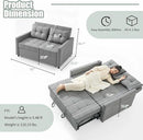 52" Sleeper Sofa with Pull-Out Bed, 3-in-1 Convertible Sofa Bed, Loveseat with Stepless Adjustable Backrest and Side Pocket, for Living Room Dorm Apartment, Linen, Light Gray by CozyNest Decor