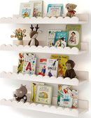 Nursery Book Shelves, 4-Pack White Floating Shelves for Wall Kids, Scalloped Shelves, Wall Book Shelves for Bedroom Kids, Toddler Room, Baby Room, Nursery Decor by TinyTreasures Baby Boutique