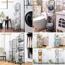 3 Tier Laundry Basket with Rolling Lockable Wheels Wire Metal Sorter Storage Trolley Shelf Basket Durable Metal Sorter Clothes Storage Trolley Shelf with Removable Hamper for Organizing Clothes by CozyNest Decor