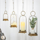 16" High Versatile Modern Metal Hurricane Lantern with Handmade Sturdy Glass Dome for Pillar Candle & Plants (Brass, 6.3"x16.5") by CozyNest Decor