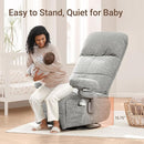 Nursery Swivel Glider Recliner Chair with Adjustable Armrests & Headrest, Rocking Chair Nursery with Removable Cover for Breastfeeding, FSC & Oeko-TEX Certified, Grey by TinyTreasures Baby Boutique