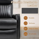 Manual Swivel Rocker Recliner Chair for Adults, Overstuffed Reclining Glider Chair for Nursing with Vibration Massage & Heat, Living Room Rocking Recliner 2-Stage backrest, Faux Leather Black