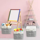 SIMPLE HOUSEWARE Large Fabric Storage Bin, 14.4" x 10" with Handles, 3-Pack, Foldable Organizer for Closet and Shelf, Gray