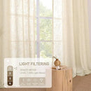 LAMIT Short Linen Window Curtains 30 Inches Long 2 Panels, Beige Semi Sheer Light Filtering Panels Bronze Grommet Neutral Drapes for Basement/Small Windows, 34 x 30 Inch by CozyNest Decor
