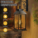 2 Pack Hanging Solar Lanterns Glass Solar Lights Outdoor Waterproof Upgraded Solar and 2 AA Batteries Powered, for Outside Porch, Patio and Indoor Tables, Mantelpiece by CozyNest Decor