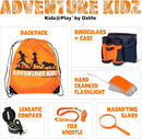 Adventure Kidz Outdoor Exploration Kit, Children’s Binoculars, Flashlight, Compass, Fox Whistle, Magnifying Glass, Backpack. Great Gift Set for STEM, Pretend Play, Ages 3+ Boys Girls by TinyTreasures Baby Boutique