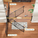 Cumbor 31.6-48" No Bottom Bar Baby Gate for Stairs, 2-in-1 Auto Close Dog Gate Indoor, Hardware Mounted Pet Gate for Doorways with Large Walk Thru Door, Child-Proof Safety Gate for Kids (Black) by TinyTreasures Baby Boutique