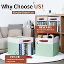 HNZIGE 13x15x13 Cube Storage Bins, 4 Pack Fabric Clear Organizer With Window, Large Collapsible Shelf Bins for Closet, Toy, Clothes - White Green by TinyTreasures Baby Boutique