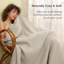 PHF Ultra Soft Waffle Weave Throw Blanket 50"x 60"- Washed Lightweight Breathable Cozy Woven Blanket for Bed - Aesthetic Decor for Couch Bedding Sofa Home Car - Light Khaki/Linen by CozyNest Decor