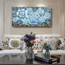 Large Blue Wall Art Decor Modern Framed Wall Picture for Living Room Bedroom Office Decor Floral Canvas Art Prints Botanical Wall Picture Abstract Peony Flower Horizontal Artwork Ready to Hang 48x24 by CozyNest Decor