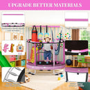 LAMERGE 55" 7-in-1 Round Trampoline for Kids Boys & Girls Ages 1-8, Indoor & Outdoor Trampoline for Fun, Adjustable Height Handrail ＆ Enclosed Safety Net ＆ Durable Designs for Toddlers Children by TinyTreasures Baby Boutique