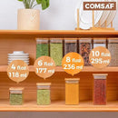 ComSaf 6Pcs 8oz Spice Jars with Label Trial Set, Glass Spice Jars with Bamboo Lids Supplementary Set, Seasoning Container Trial Pack, Perfect for Ktichen Starter by CozyNest Decor
