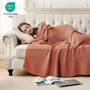 Joydeco Chunky Cable Knit Throw Blanket, Lightweight 100% Cotton Soft Cozy Throw Twin Blanket for Couch Bed and Sofa, Rustic Breathable Farmhouse Blanket Gift for Women Men(Burnt Orange, 60"x80") by CozyNest Decor
