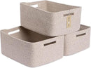 Large Storage Baskets for Shelves, Closet Organizers Bins for Clothes Blanket Towels, Baby Nursery, Toy Baskets Box, Woven Rope Baskets, 17 x 13 x 7.5”, 3 Packs Mixed Brown by CozyNest Decor