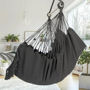 Y- STOP Hammock Chair Hanging Rope Swing, Max 500 Lbs, 2 Cushions Included, Large Macrame Hanging Chair with Pocket, Cotton Weave for Superior Comfort, Durability (Dark Grey) by GreenHaven Gardens